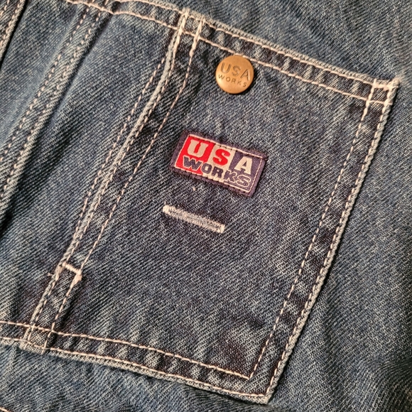 USA Works Stone Washed Denim Bib Overall - Picture 3 of 8